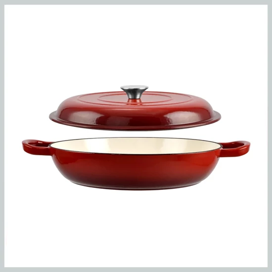 Perfect Home Zománcozott Öntöttvas Szeletsütő lábas fedővel 27 cm piros 10133