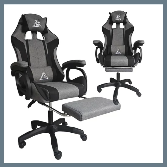 STRIKE forgatható gamer szék lábtartóval szürke KO40SZ