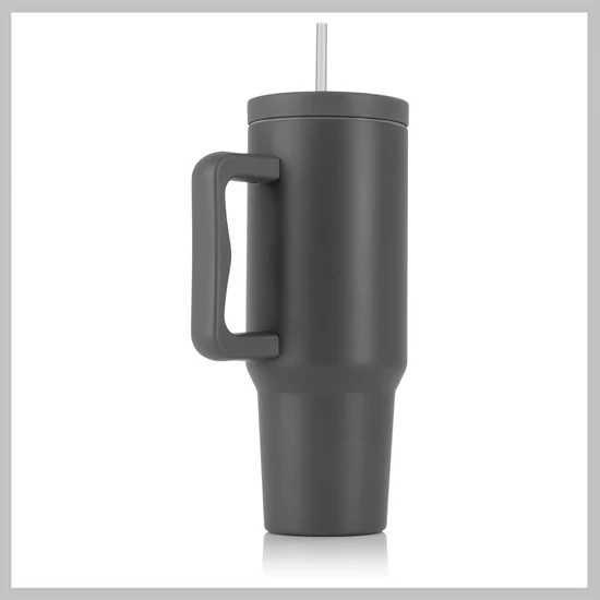 GOURMETMAXX Thermo bögre fedéllel és szívószállal 1,2 liter szürke DS15042-L