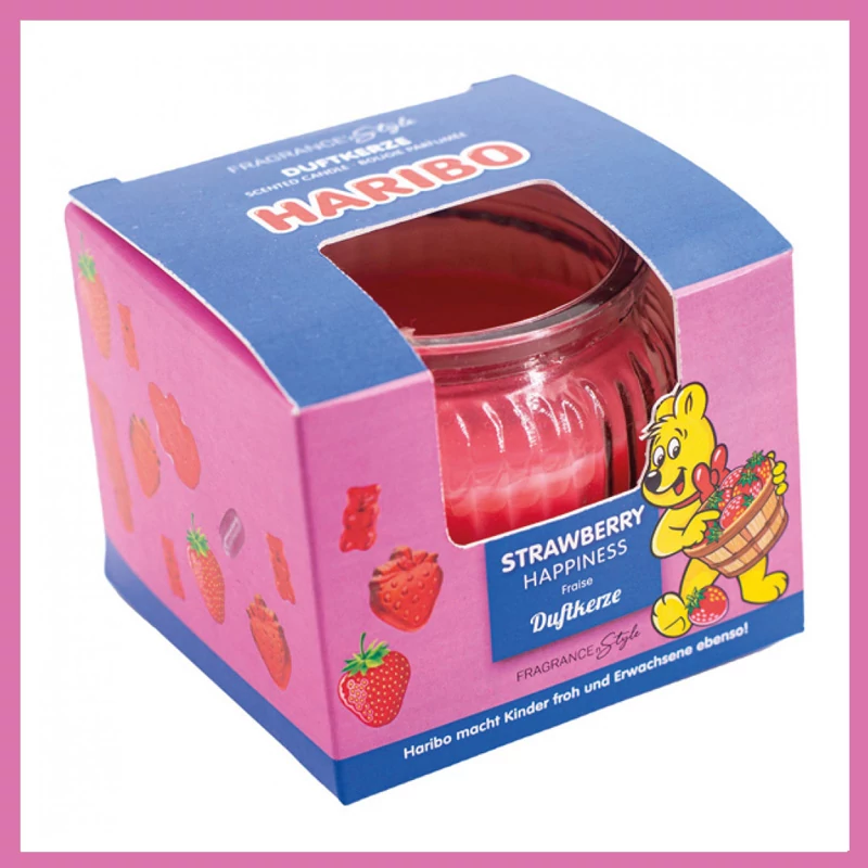 Haribo gumicukor  gyertya 85g - Édes eper - Az aroma varázsa minden gyertyában 2+1 akció 13648