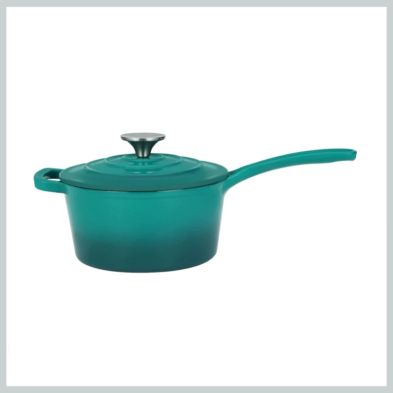 Perfect Home Zománcozott öntöttvas nyeles lábas fedővel 19 cm 1,9L türkiz 16641