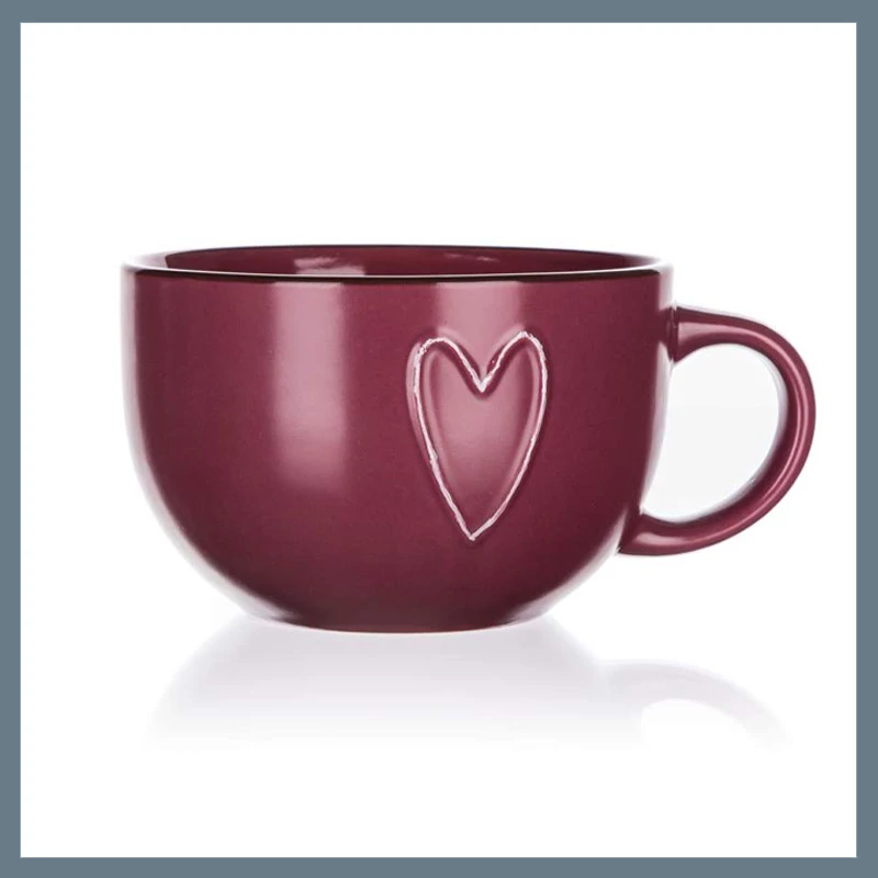 BANQUET Jumbo kerámia bögre HEART 730 ml, bordó 60324995