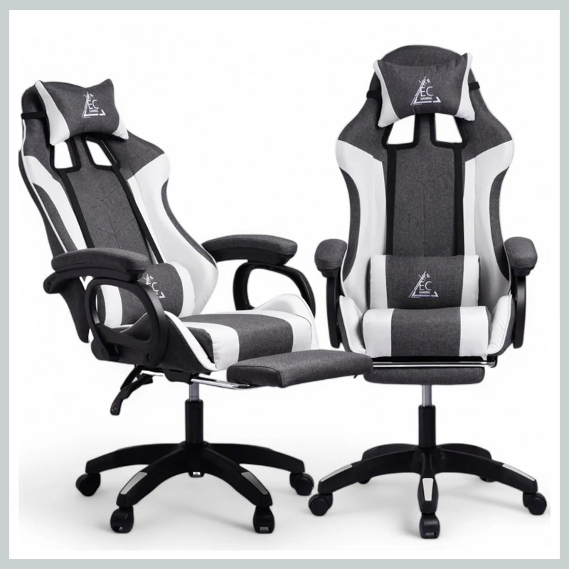 LEVELUP gamer forgószék lábtartóval és masszázspárnával fekete-fehér – KO29GRAF