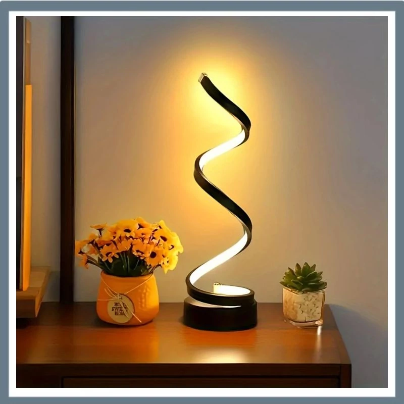 Modern Geometrikus Spirál Asztali Lámpa – 29,5 × 10 cm fekete ER314042B
