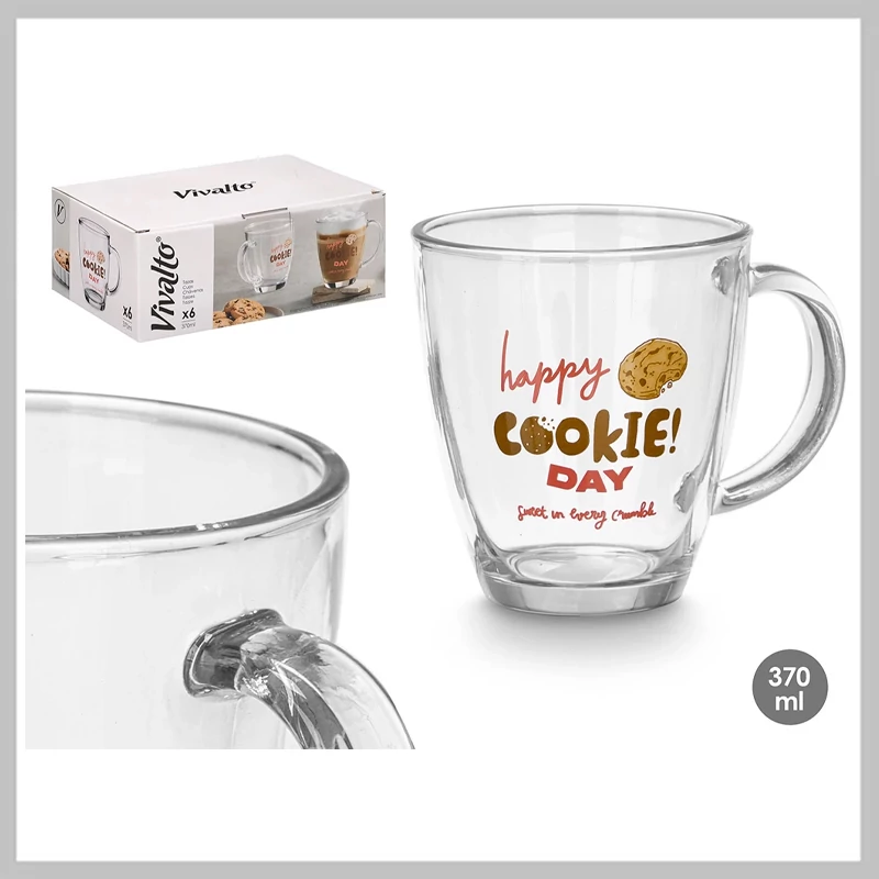 VIVALTO Happy Cookie Day üveg bögre 370 ml 11426